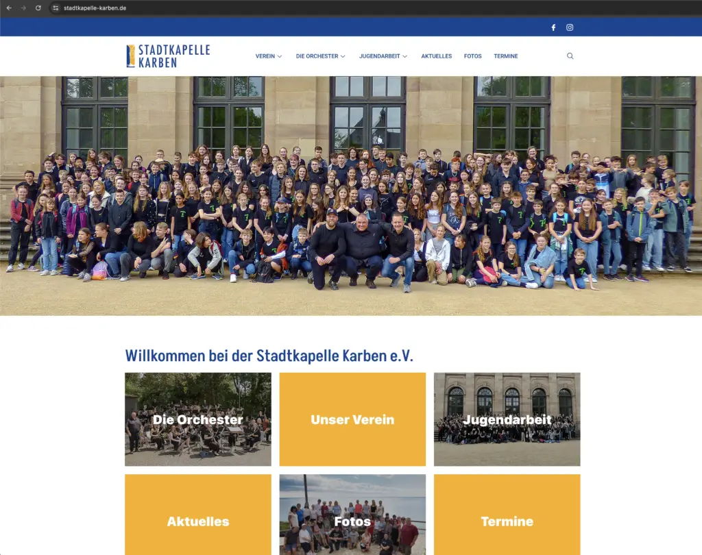 Relaunch Homepage und digitalisierungsstrategie für Stadtkapelle Karben e.V.